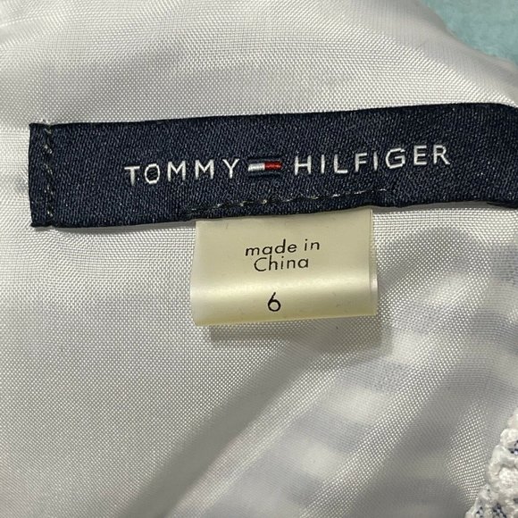 Tommy Hilfiger Women’s Size 6 Blue Striped Lace Sleeveless Lined Pleated Dress - Picture 7 of 10
